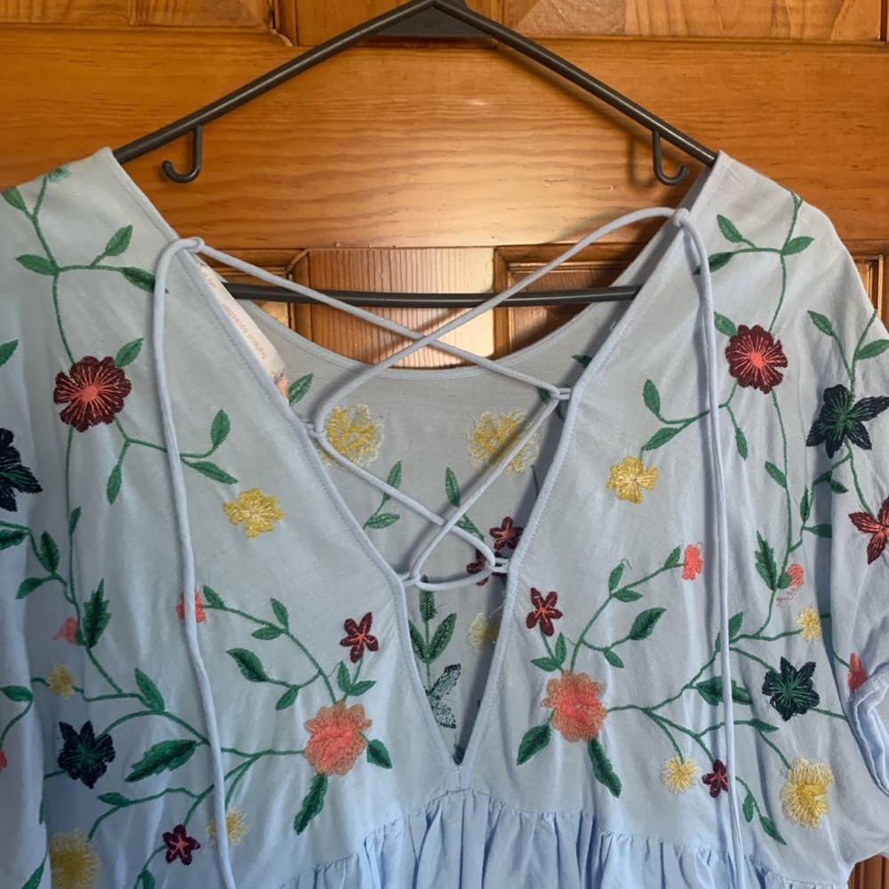 Embroidered Zara dress with cross tied back!